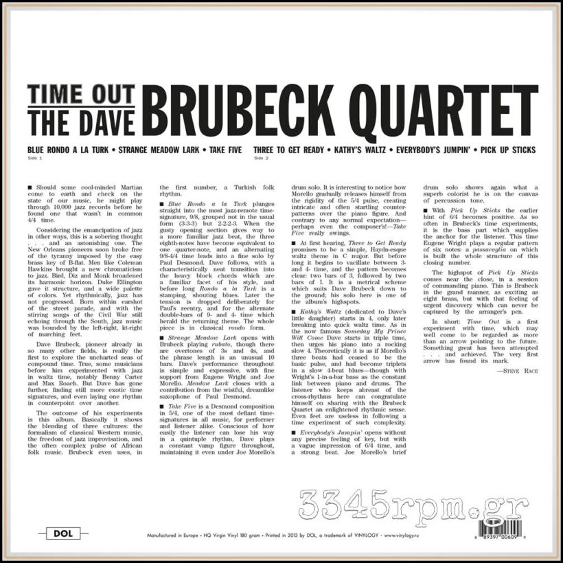 Brubeck, Dave - Time Out - Vinyl LP 180gr Picture Disc - Image 3