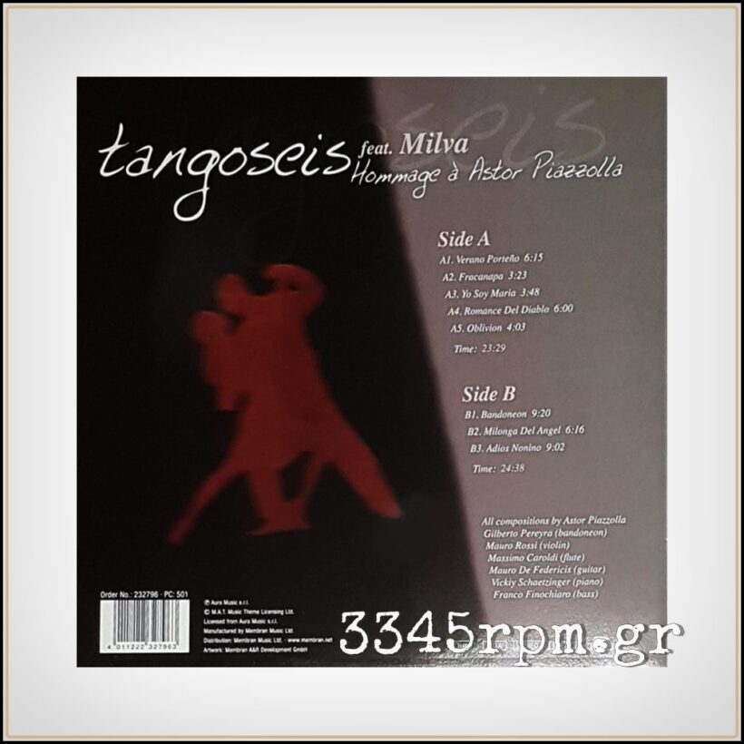 TangoSeis Feat. Milva - Hommage a Astor Piazzolla - Vinyl LP 180gr - Image 2